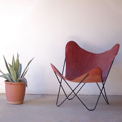 Red Leather Butterfly Chair