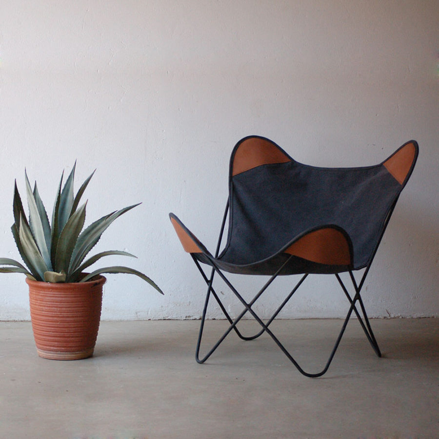 Leather & Canvas Butterfly Chair